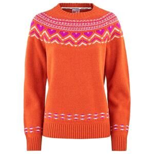 Kari Traa Sundve Knit Wool Blend Sweater Orange Medium Fair Isle Nordic NWT